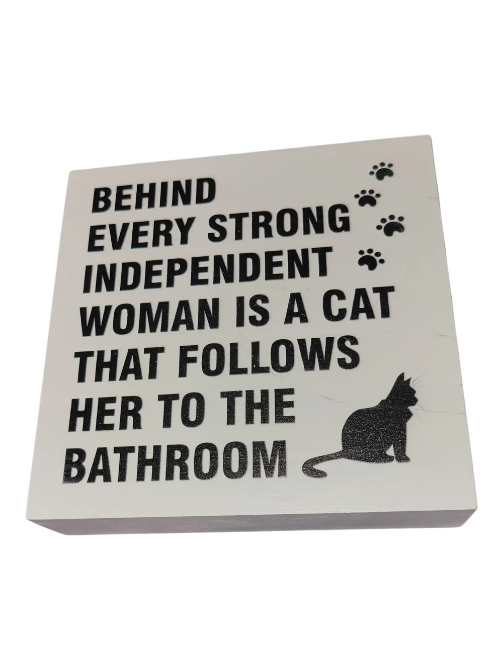 Funny Cat Bathroom Sign - Black on White